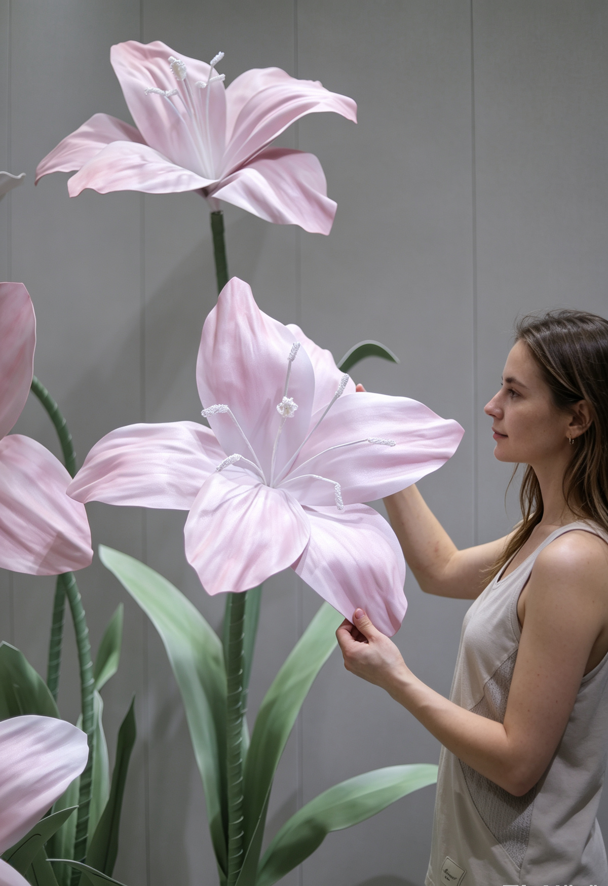 Artificial Flowers Window Display Pink Lily